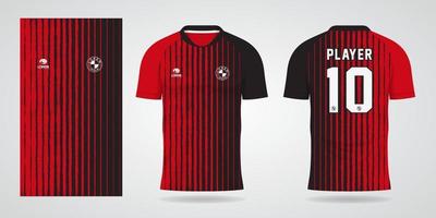 modelo de camisa vermelha preta para uniformes de time e camiseta de futebol vetor