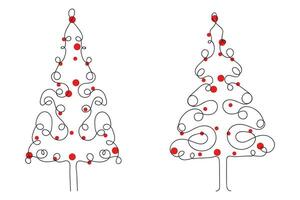 mão desenhado fino contínuo linha Natal árvore com corações símbolo vetor, 1 linha pinho abeto árvore romântico relação amor sinal, minimalista esboço solteiro linha arte feriado cartões decorações vetor