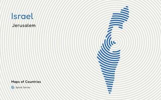 criativo mapa do Israel. político mapa. capital Jerusalém. mundo países vetor mapas Series. espiral impressão digital Series