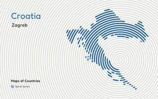 criativo mapa do Croácia. político mapa. zagreb. capital. mundo países vetor mapas Series. espiral impressão digital Series