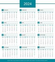 calendário 2024, simples e limpar \ limpo 2024 calendário Projeto vetor