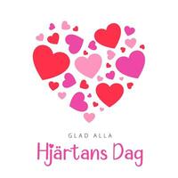 feliz dia dos namorados dia letras dentro sueco com corações moderno cartão Projeto vetor
