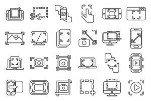 ícones de captura de tela definir vetor de contorno. pegue o aplicativo