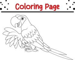 feliz papagaio pássaro coloração página. Preto e branco vetor ilustração para uma coloração livro.