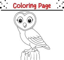 fofa coruja pássaro coloração página. Preto e branco vetor ilustração para uma coloração livro.