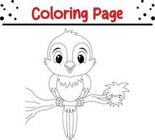 fofa azul pássaro coloração página para crianças. vetor
