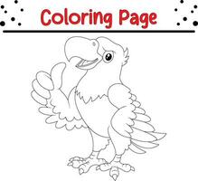 feliz papagaio pássaro coloração página. Preto e branco vetor ilustração para uma coloração livro.