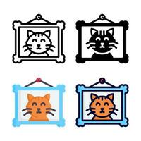 foto quadro, Armação gato ícone conjunto estilo coleção dentro linha, sólido, plano, plano linha estilo em branco fundo vetor