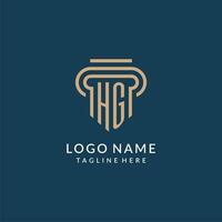 inicial hg pilar logotipo estilo, luxo moderno advogado legal lei empresa logotipo Projeto vetor