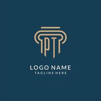 inicial pt pilar logotipo estilo, luxo moderno advogado legal lei empresa logotipo Projeto vetor