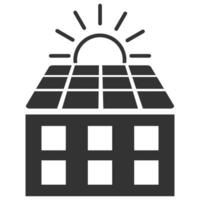 silhueta do uma solar painel em uma casa teto. vetor plano ícone