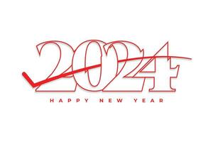 feliz Novo ano 2024 vermelho tipografia texto logotipo Projeto vetor