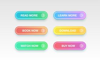 Botões limpos coloridos para sites, ilustração vetorial vetor