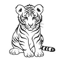 Preto e branco tigre desenhos em uma branco fundo vetor