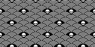 crânio dia das Bruxas desatado padronizar vetor Japão onda pirata osso cachecol isolado repetir papel de parede telha fundo desenho animado rabisco ilustração Projeto