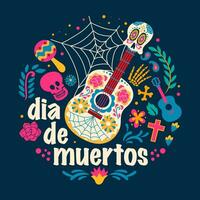 dia de los muertos cumprimento Projeto com guitarra vetor