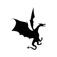 Dragão silhueta logotipo modelo vetor ilustração. mitologia monstro placa e símbolo.