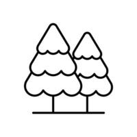 pinho árvore ícone. simples esboço estilo. dois pinho árvores, abeto, perene, natureza, inverno, floresta conceito. fino linha símbolo. vetor ilustração isolado.