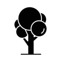 árvore desenho animado ícone. simples sólido estilo. oval folha, Arvoredo, natureza, floresta conceito. silhueta, glifo símbolo. vetor ilustração isolado.