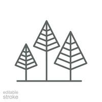 a grupo do árvores ícone. simples esboço estilo. biodiversidade, sustentável, harmonia, ambiente, natureza, floral, floresta conceito. fino linha símbolo. vetor ilustração isolado. editável AVC.