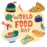 dia mundial da comida. variedade de alimentos nutritivos. vetor