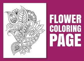 página do livro de colorir floral para adultos e crianças. página para colorir vetor