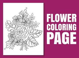 página do livro de colorir floral para adultos e crianças. página para colorir vetor