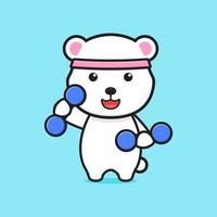 ilustração do ícone do desenho animado do urso polar bonito fitness vetor