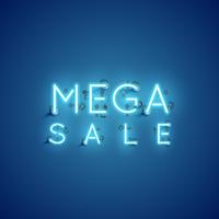 Sinal de néon de &#39;MEGA SALE&#39;, ilustração vetorial vetor