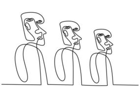 desenho de uma linha contínua de rosto abstrato tribal humano vetor