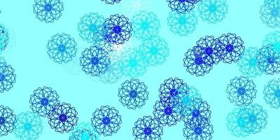 textura de doodle de vetor azul claro com flores.