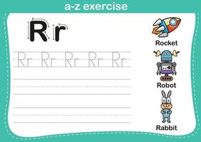 alfabeto az exercício com ilustração de vocabulário de desenho animado vetor