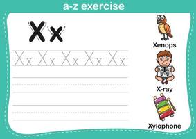 alfabeto az exercício com ilustração de vocabulário de desenho animado vetor