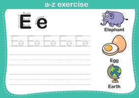 alfabeto az exercício com ilustração de vocabulário de desenho animado vetor