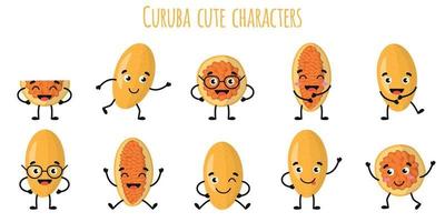 frutas curuba personagens engraçados e fofinhos com emoções diferentes