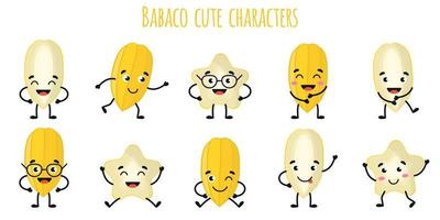 babaco fruit personagens engraçados e fofinhos com emoções diferentes vetor