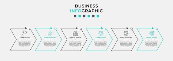 modelo de design de infográfico com ícones e 6 opções ou etapas vetor