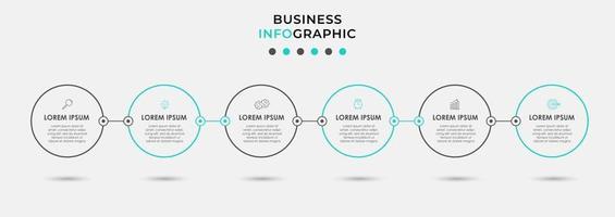 modelo de design de infográfico com ícones e 6 opções ou etapas vetor