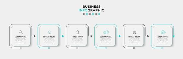 modelo de design de infográfico com ícones e 6 opções ou etapas vetor