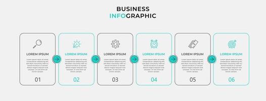 modelo de design de infográfico com ícones e 6 opções ou etapas vetor