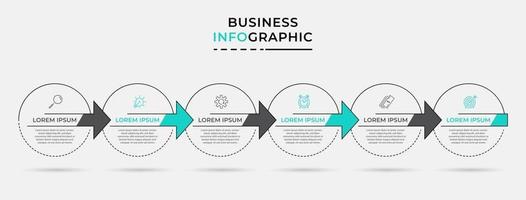 modelo de design de infográfico com ícones e 6 opções ou etapas vetor