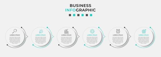 modelo de design de infográfico com ícones e 6 opções ou etapas vetor