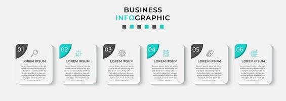 modelo de design de infográfico com ícones e 6 opções ou etapas vetor