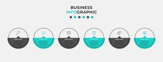 modelo de design de infográfico com ícones e 6 opções ou etapas vetor