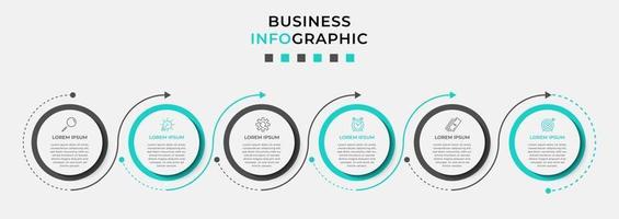 modelo de design de infográfico com ícones e 6 opções ou etapas vetor