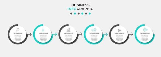 modelo de design de infográfico com ícones e 6 opções ou etapas vetor