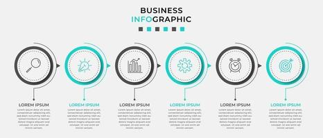 modelo de design de infográfico com ícones e 6 opções ou etapas vetor