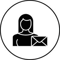 mulher com envelope vetor ícone