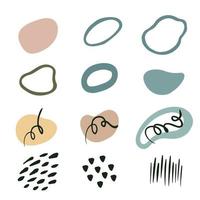 conjunto de formas coloridas de mão desenhada e objetos de doodle. elementos de design vetor