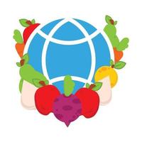 globo com ilustração de vegetais. dia mundial vegano, vetor